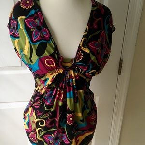 Bisou Bisou multi patter and color blouse